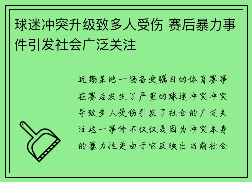 球迷冲突升级致多人受伤 赛后暴力事件引发社会广泛关注